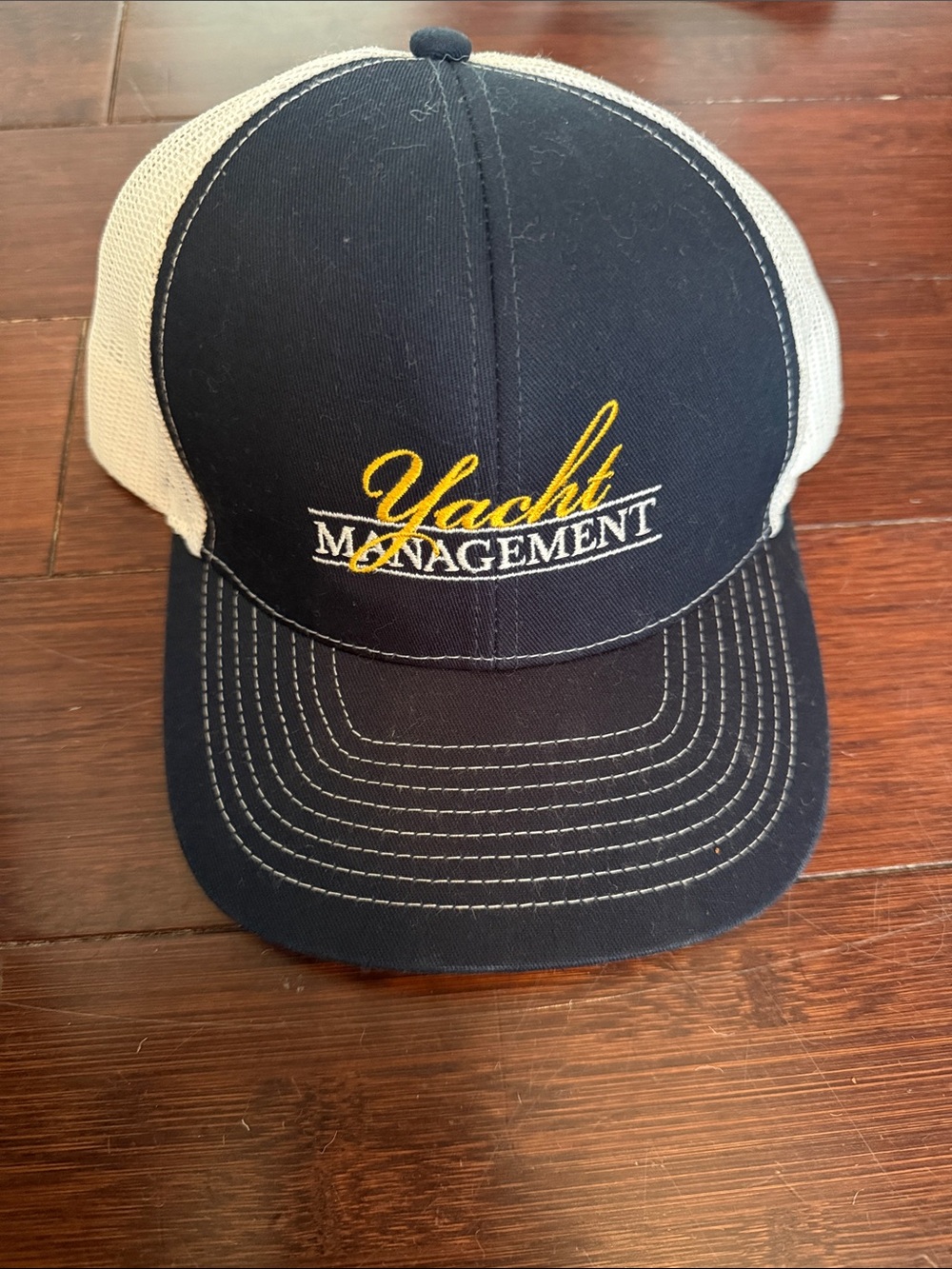 Trucker Cap - Navy & White Yacht Management Snap Back NEW Never Worn